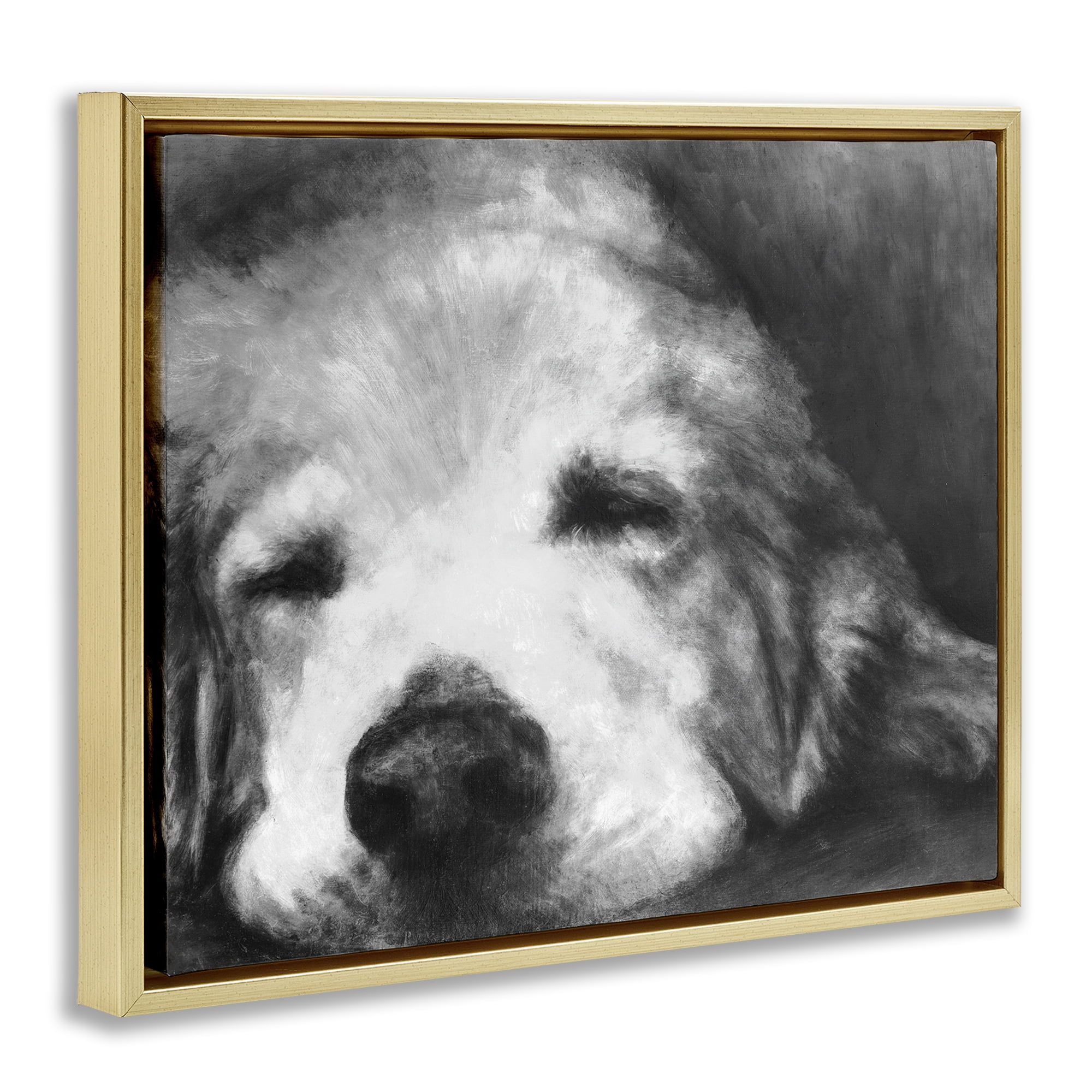 Stupell Industries Monochrome Dog Day Afternoon Gold Framed Floater Canvas Wall Art, design by Walt Johnson