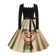 thumbnail image 3 of Vestidos de Verano Para Mujer, Vestido Informal Retro Con Cordones y Cuello Cuadrado Con Estampado Navideño de Otoño E Invierno Para Mujer (2), 3 of 3