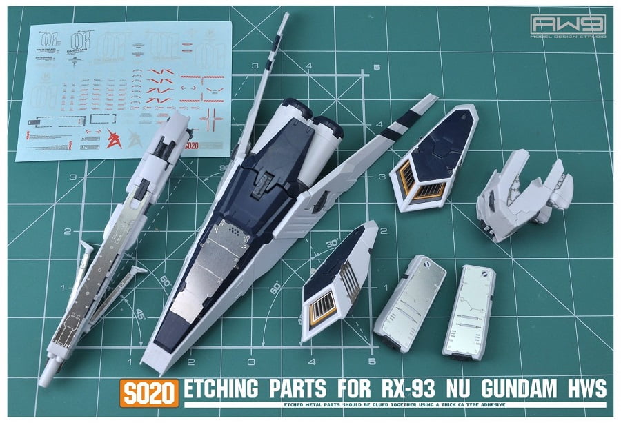 for RG 1/144 RX-93 Nu Gundam Jaoparts Metal Details Part Set Tool-Free Glue-ONLY 