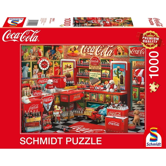 Schmidt Puzzle 59915 Coca Cola, Nostalgia Shop, 1,000 Piece Jigsaw Puzzle, Colourful