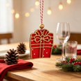 thumbnail image 6 of Red Gift Box Wooden Christmas Ornament, Rustic Holiday Tree Hanging Decor with Wood Bead, Cute Xmas Party Home Decoration Gift, 2.76 Inch, 6 of 7