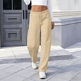 thumbnail image 4 of JUSLIO Women Pants Curved Leg Pants Joggers Drawstring Elastic Waist with Pockets Stretchy Casual Pants, 4 of 7
