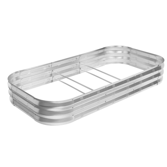 Galvanized Raised Garden Bed Kit, Large Metal Raised Garden Beds for Vegetables, Galvanized Planter Raised Garden Boxes Outdoor (Silver)