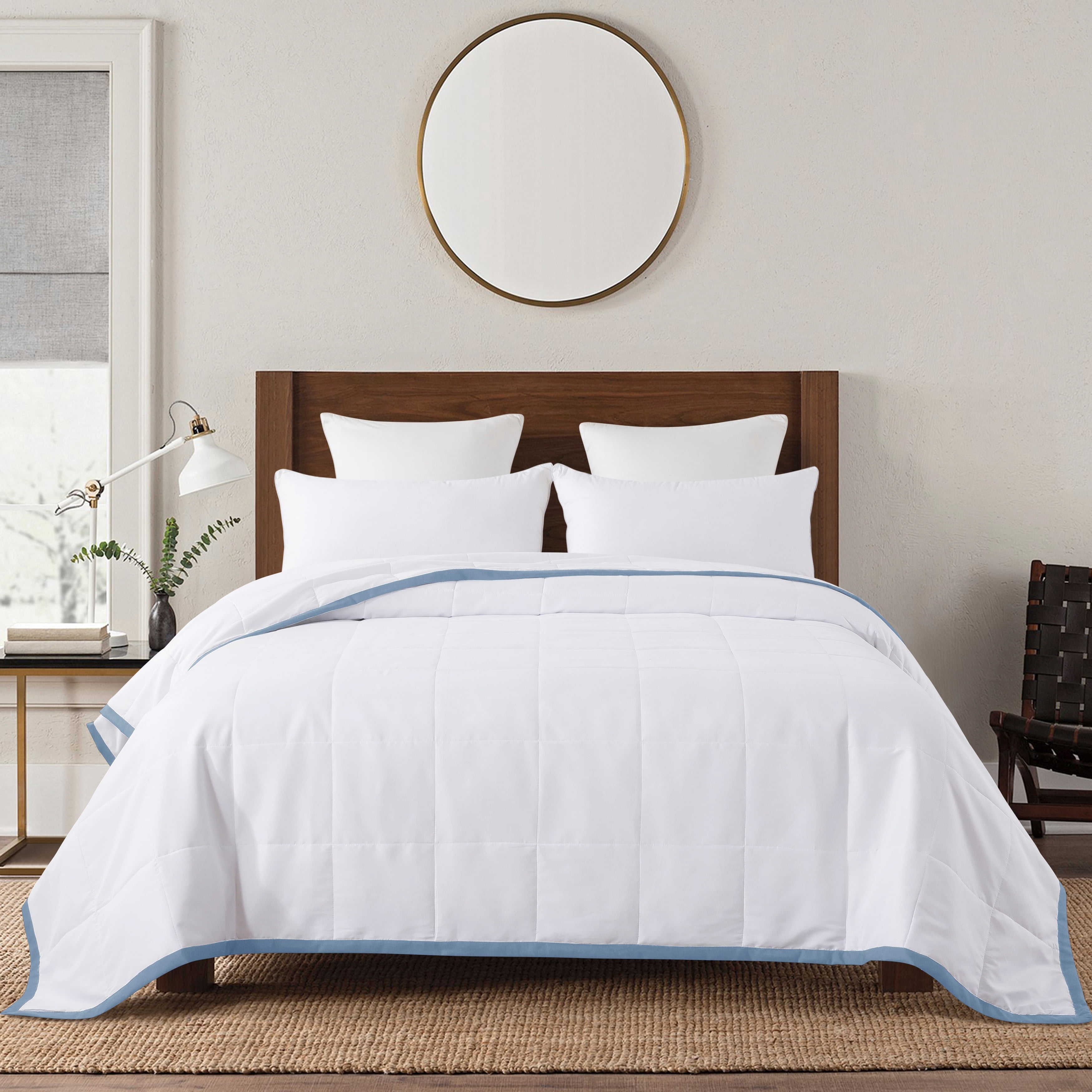 Framed Down Alternative Blanket - Twin - Blue Fog
