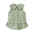 thumbnail image 5 of WOLLED Kids Baby Girls Buttons Outfit Toddler Cotton Floral Short Sleeve Shorts 2PCS Set for 1-6 T, 5 of 9