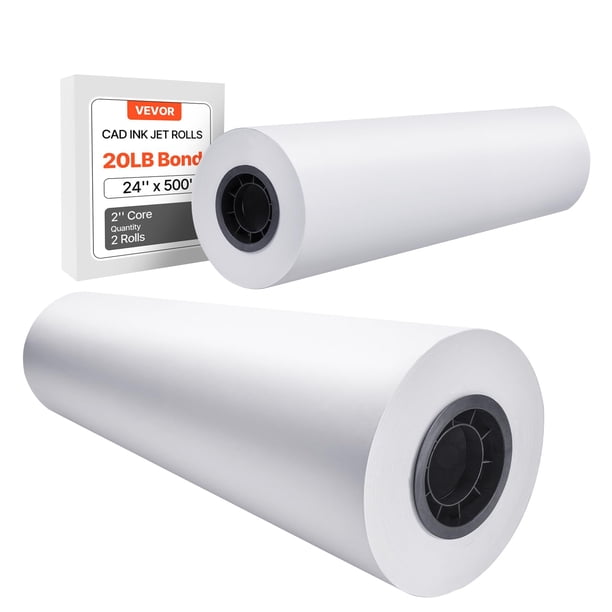 Papel para plotter VEVOR de formato ancho, 24 x 500 pies, 20 libras, 2 rollos