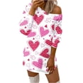thumbnail image 1 of Honeeladyy - Vestido mini informal, cómodo y holgado de manga larga con cuello redondo y estampado de amor colorido para mujer, ideal como regalo de San Valentín, 1 of 5