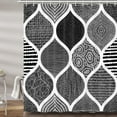 thumbnail image 3 of Black and White Shower Curtain for Bathroom, Bohemian Chic Geometric Pattern Modern Paisley Fabric Shower Curtains Set, Abstract Bohemia Restroom Decor Accessories with Hooks 72X84Inches, 3 of 6