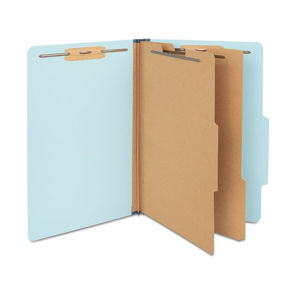 Staples Classification Folders 2/5-Cut Top Tab Lgl 2 Dividers Lt Blue 20/BX 614440