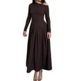 thumbnail image 3 of Women's Fall Long Sleeve Wedding Guest Dresses One Shoulder Elegant Formal Pleated Midi Maxi Dress Brown M, 3 of 8