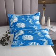 thumbnail image 3 of YST Marine Life Quilt Set King Nautical Bedspread Set For Children Blue Seahorse Starfish Shells Coverlet Set Underwater Sea Animals Bed Set, 3 of 5