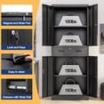 thumbnail image 5 of Metal Storage Cabinet, 71" H x 28" W x 16" D Locking Storage Cabinet with Adjustable Shelves and One Drawer, Steel Cabinet for Office, Garage, Home, School, Utility (Black), 5 of 6