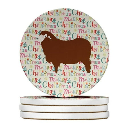 

Carolines Treasures WDK2826RCS4 4 x 4 in. Unisex Merino Sheep Christmas Large Sandstone Coasters - Pack of 4
