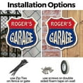 thumbnail image 2 of Roger's Garage 6 inch X 6 inch Shield Shaped Commercial Grade Plastic Sign Weather Resistant, UV Protected To last, Gift for Dads and Uncles Classic Americana Crafted in the USA, 2 of 6