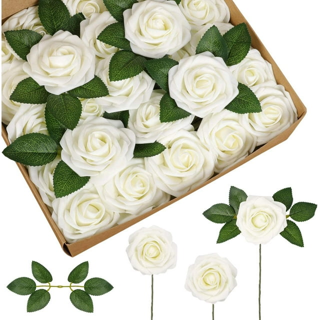 Flores artificiales InnoGear, 50 unidades de flores artificiales, rosas ruborizadas, perfectas para bricolaje, ramos de boda, centros de mesa, despedidas de soltera, fiestas, arreglos florales para el hogar, decoraciones Zhivalor WMZL-1963-4