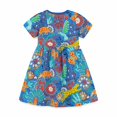 thumbnail image 3 of NAISIBABY Girls Casual Dress, Fashion Prints Short Sleeve Crew Neck Kids Cotton Sundress Blue 5T, 3 of 5