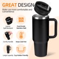 thumbnail image 2 of QCQHDU 1182ml 40 oz Tumbler with Handle and Straw,Leak Proof Insulated Coffee Travel Mug, Double Wall Stainless Steel Vacuum Insulated Coffee Mug for Ice Drink or Hot Beverages(Black), 2 of 6