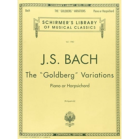 Pre-Owned Schirmer's Library of Musical Class Bach Goldberg Variations Schirmer Library of Classics Vol. 1980 Advanced Piano Sheet Music, Book 1980, (Paperback)