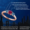 thumbnail image 2 of Gem Stone King 18K Rose Gold Plated Silver Red Created Ruby and Persian Blue Moissanite Engagement Ring for Women | 1.06 Cttw | Round 5MM | Gemstone July Birthstone | Size 8, 2 of 6