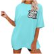 thumbnail image 2 of Fiudx Ofertas Del Día Moda Mujer Casual Cuello Redondo Impresión Blusa Manga Corta Camiseta Verano Tops, 2 of 6