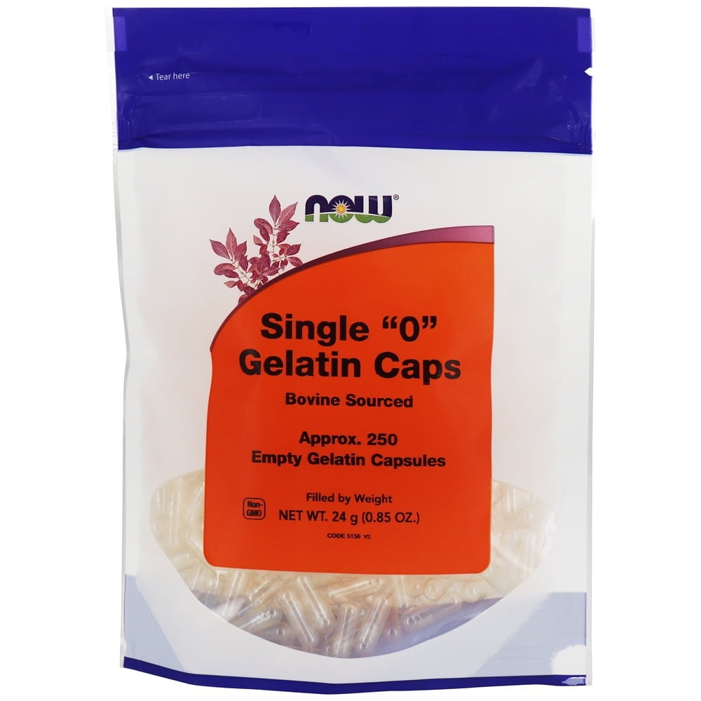 NOW Foods Gelatin Empty Capsules Single '0' Size 250 Capsules
