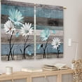 thumbnail image 2 of Blue Farmhouse Daisy Kitchen Curtains Wooden Flower Small Short Cafe Window Curtains Rustic Floral Butterfly Country Barn Plank Bathroom Drapes Treatment Tier Curtains 2 Panels (27.5x39 Inch), 2 of 6