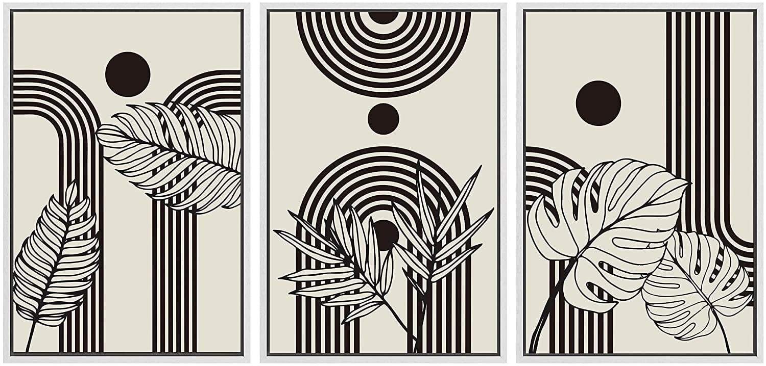 PixonSign Framed Canvas Print Wall Art Set Duotone MidCentury