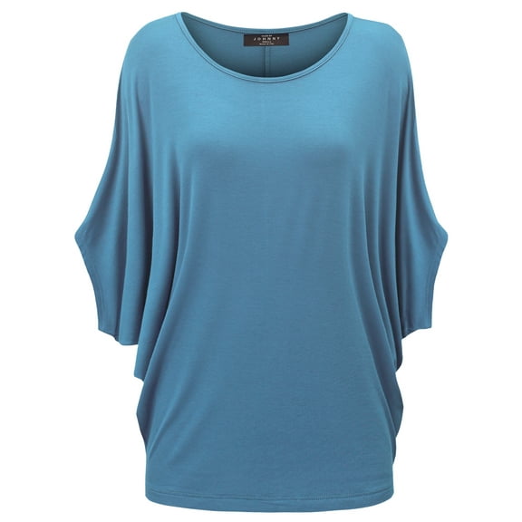 Made by Johnny Women's Scoop Neck Half Sleeve Batwing Dolman Top XXXL DENIM