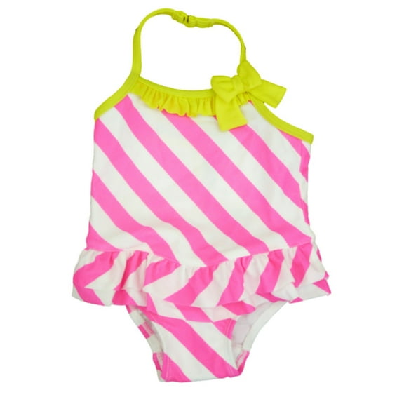 Joe Boxer Infant & Toddler Girls Pink & White Stripe Swimming Suit Swim 1 PC 18m