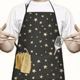 thumbnail image 2 of Black Star Pattern Apron-Garden Aprons for Women with Pockets-Cotton Linen Waterproof Kitchen Cooking Gardening Aprons Adjustable for Kitchen,Cooking,BBQ and Salon 33x27 Inch, 2 of 7