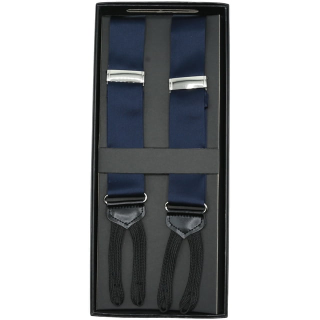 Dion Men's Navy Button-on Silk Suspenders Suspender - One Size
