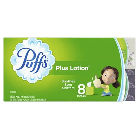 Epithelial Tissue - Puffs Plus Lotion Facial Tissue, 8 Cubes, 56 Tissues per Box (448 Tissues Total)