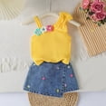 thumbnail image 2 of Girl Summer Set Outfit Toddler Baby Girl Clothes Summer Outfits Print Sleeveless Shirt Tops Cute Shorts Set Kaprioy, 2 of 9
