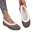 thumbnail image 5 of Domzle Ballet Flats for Women Fuzzy Quilted Indoor Outdoor House Shoes Cute Plush Slip On Ballerina Slippers Faux Suede Trim Round Toe Casual Cozy Gray, 5 of 7