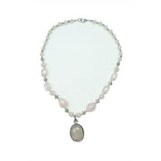 Mogul Rose Quartz Statement Pendent Necklace- Artisan Stones Handmade Jewelry