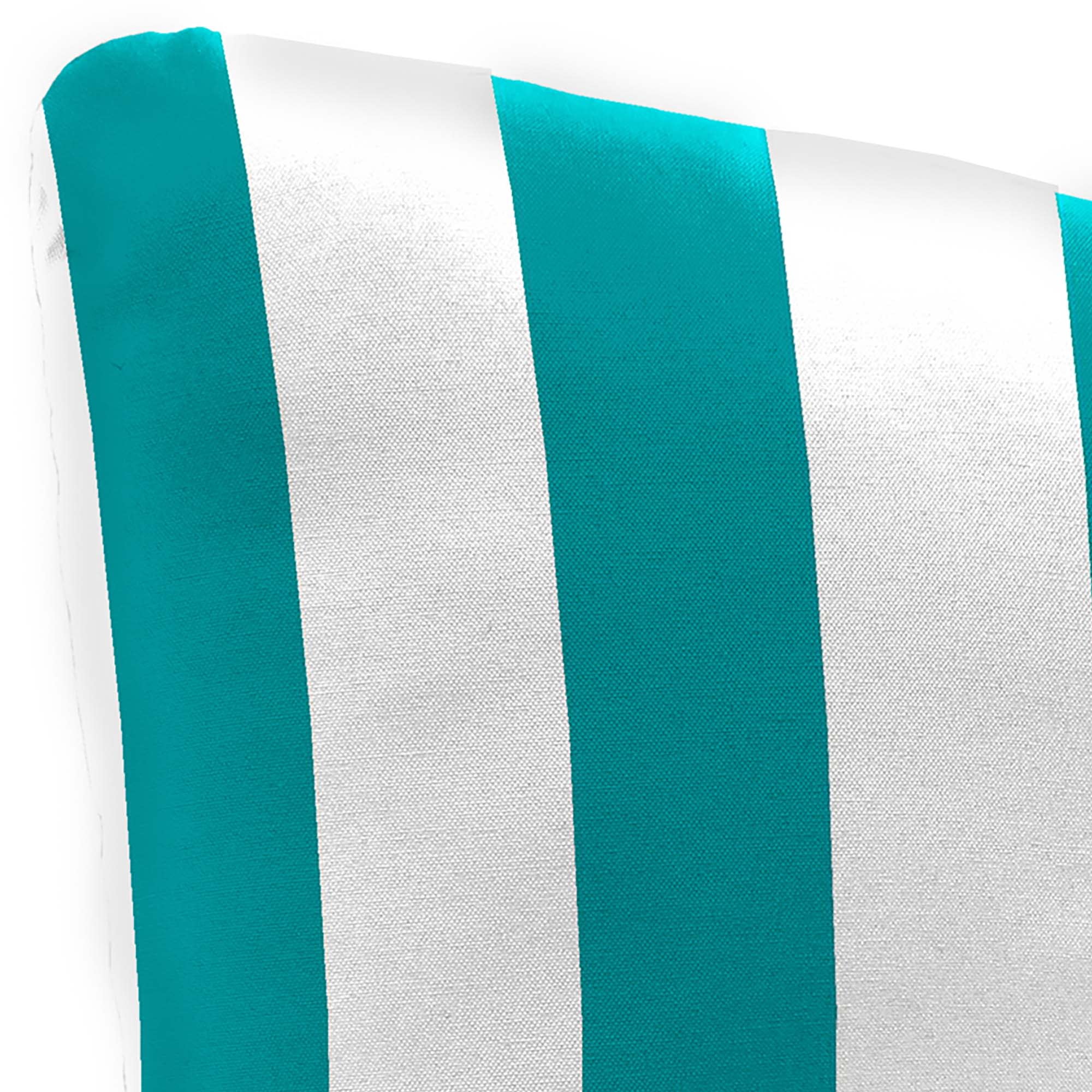 Jordan Manufacturing 23.5" x 24" Awning Turquoise Stripe Square Tufted Outdoor Deep Seat Chair Back Cushion with Fabric Button