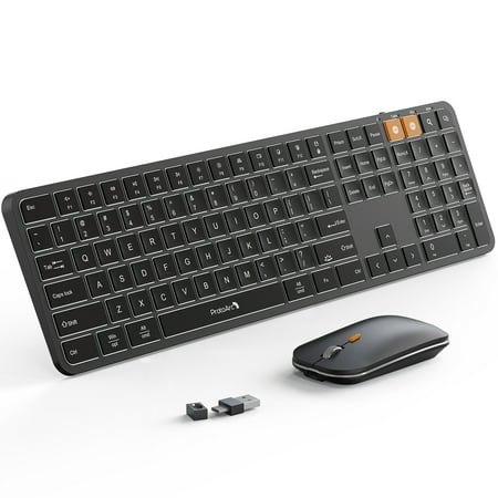 ProtoArc KM100 Backlit Ultra Slim Wireless Keyboard & Mouse Combo, Black