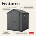 thumbnail image 4 of Keter Darwin 6x6 ft. Durable Resin Outdoor Storage Shed With Heavy Duty Floor and Locking Door, Grey Graphite, 4 of 19