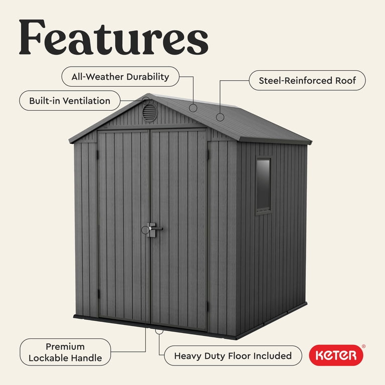Keter Darwin 6x6 ft. Durable Resin Outdoor Storage Shed With Heavy