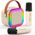 thumbnail image 1 of ATOPDREAM Kids Karaoke Machine, With Dual Microphones, Bluetooth Speaker Toy (5.0), RGB Controllable Lights (Beige), 1 of 5