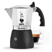NIKOZQ - New Brikka, Moka Pot, the Stovetop Coffee Maker Capable of Producing a Crema-Rich Espresso, 2 Cups (3,4 Oz), Aluminum and Black