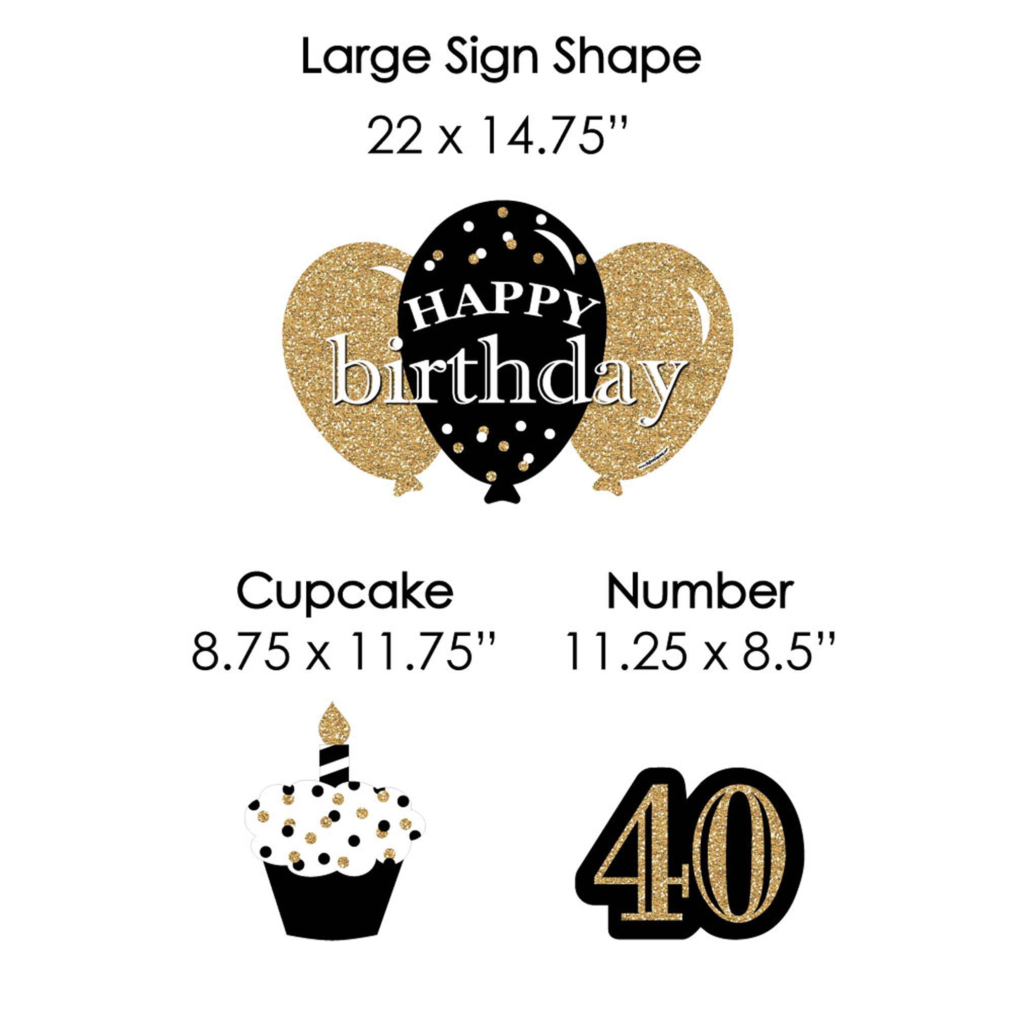 Big Dot of Happiness Adult 40th Birthday - Gold - Yard Sign and Outdoor Lawn Decorations - Happy Birthday Party Yard Signs - Set of 8