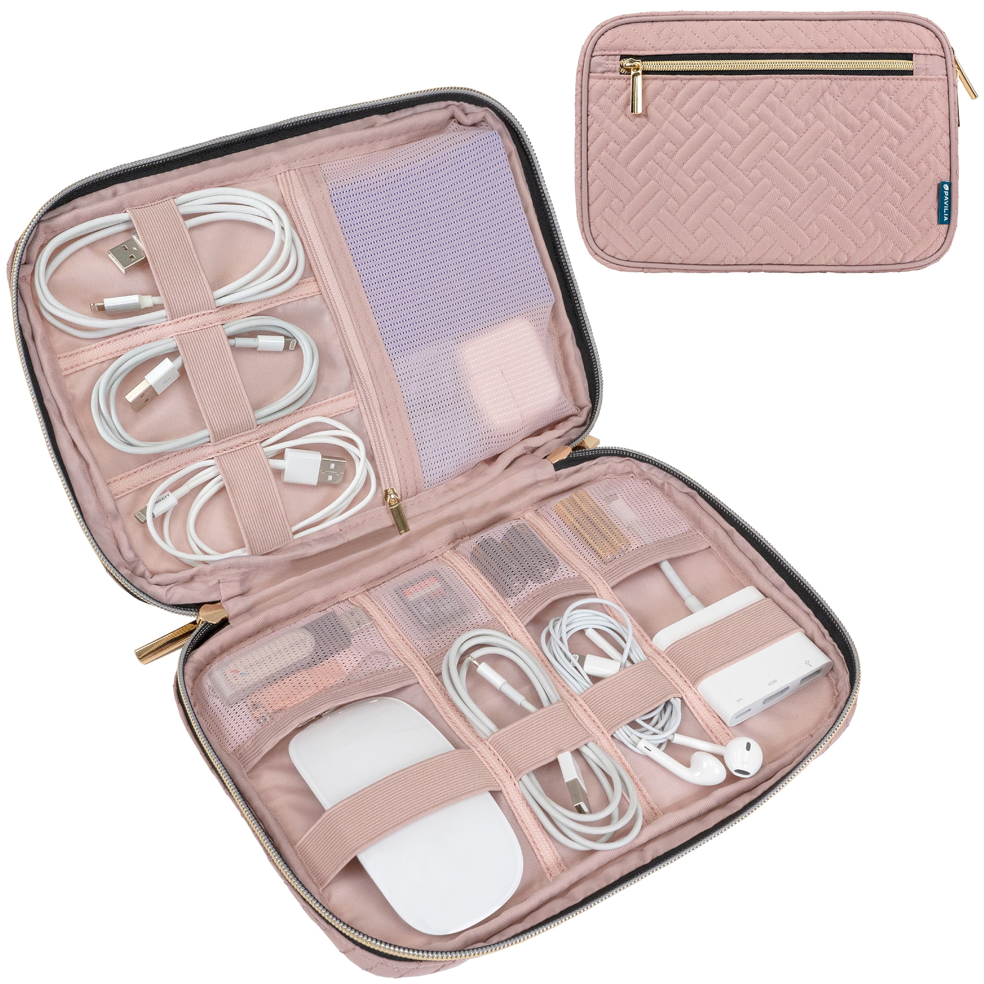 PAVILIA Soft Electronic Organizer Travel Case, Travel Cord Organizer
