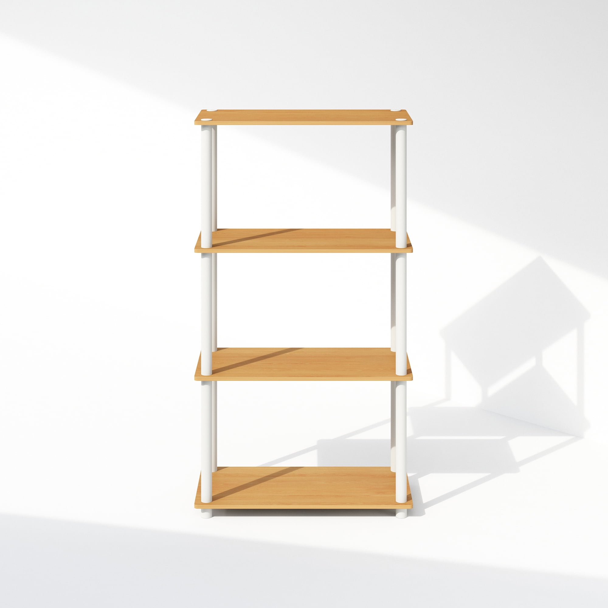 Furinno Turn-N-Tube 4-Tier Multipurpose Shelf Display Rack, Shelving Unit, Bookcase, Beech/White