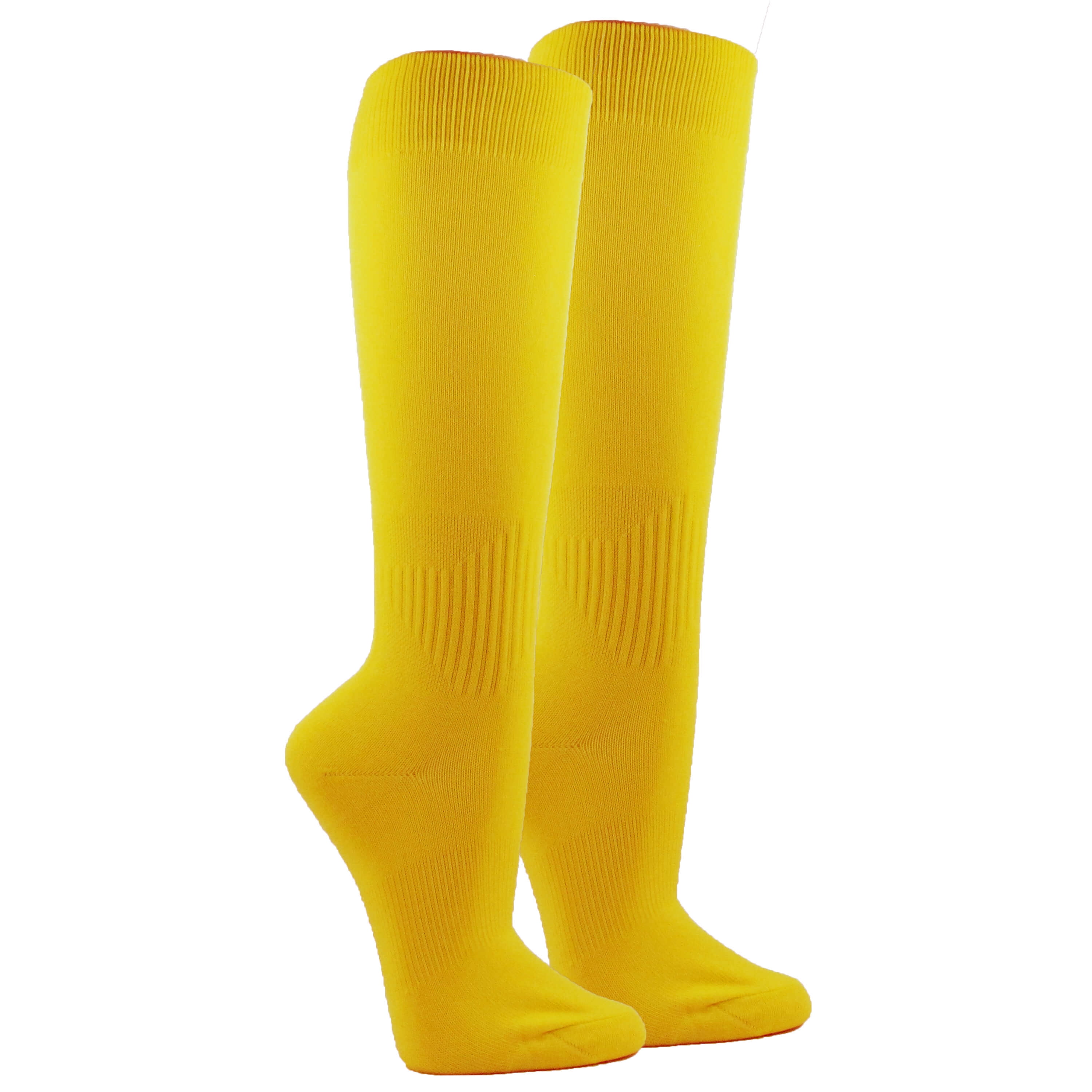 Couver Unisex Polyester Soccer Knee High Sports Athletic Socks, Neon Yellow  Medium
