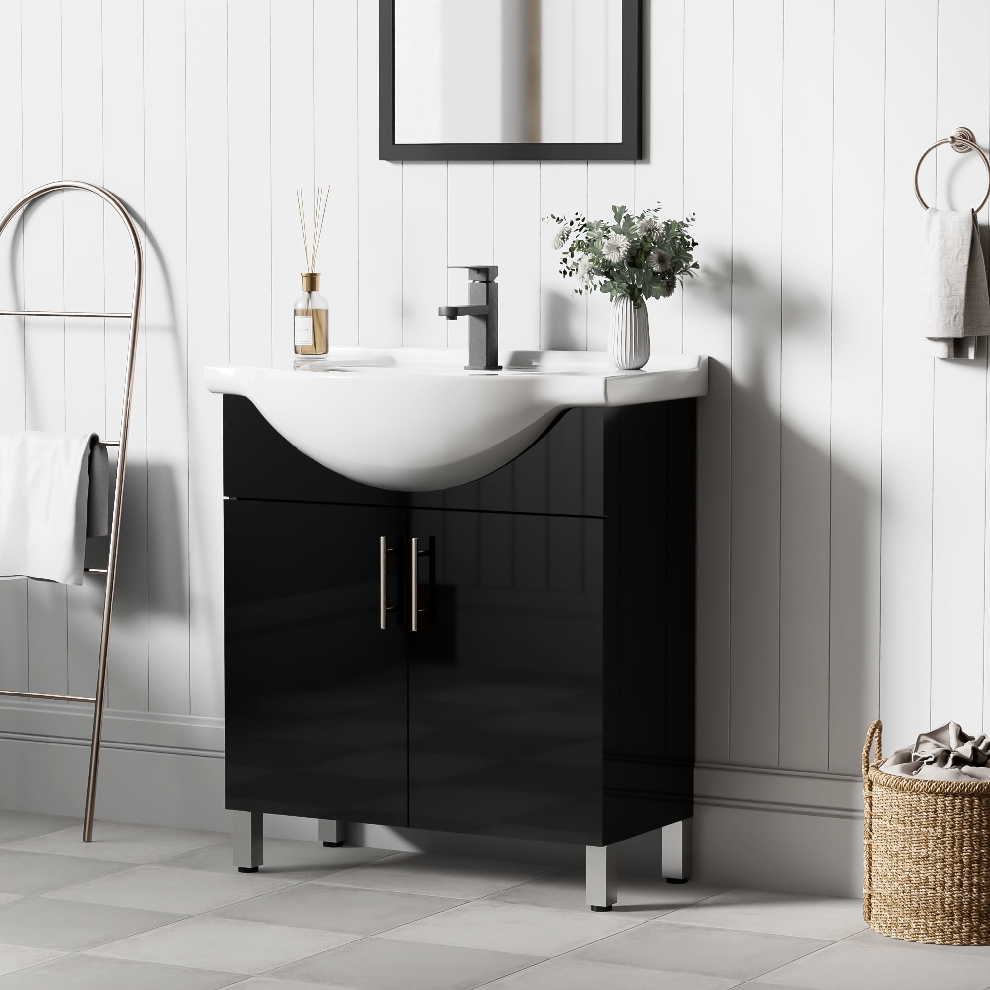 Eclife 30" Freestanding Single Bathroom Vanity with Euro Ceramic Sink and Faucet