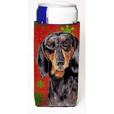

Dachshund Red And Green Snowflakes Holiday Christmas Michelob Ultra bottle sleeves For Slim Cans