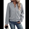 thumbnail image 3 of Chaqueta Informal de Mujer con Cuello Alto y Cremallera, Ideal para Otoño. Conjuntos con Bolsillos. Gris 4XL, 3 of 10