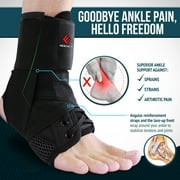 NEENCA Ankle Brace, Lace Up Adjustable Support – for Running, Basketball, Injury Recovery, Sprain! Ankle Wrap for Men, Women, and Children (Large)