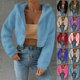 thumbnail image 6 of qucoqpe Winter Clothing for Women Lightweight Cropped Fuzzy Fleece Jackets Fall Winter Casual Zip-Up Plushy Hoodies Coat, 6 of 6